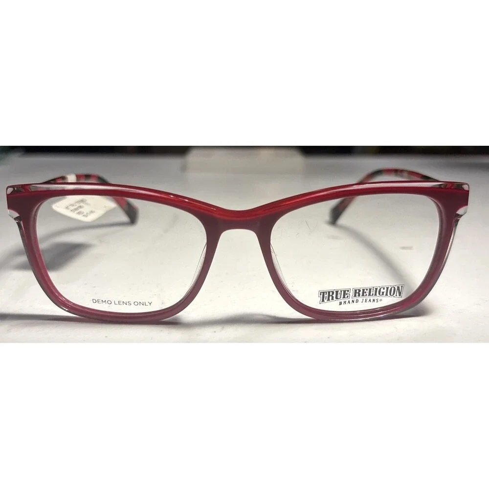 True Religion Eyeglasses Womens 53-17-140 Red‎ Tortoise T037 Rectangular Frames
